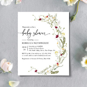 Budget Elegant Wildflowers Baby Shower Invitation