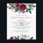 Budget elegant winter Christmas party invitation Flyer<br><div class="desc">Elegant watercolor winter Christmas holiday party BUDGET AFFORDABLE invitation PAPER FLYER template featuring red burgundy and white peony roses bouquets with seasonal pine green fir branches, red berries, and foliage. The invitation is suitable for winter season holiday / Christmas elegant chic rustic country style parties. PLEASE READ THIS BEFORE PURCHASING!...</div>