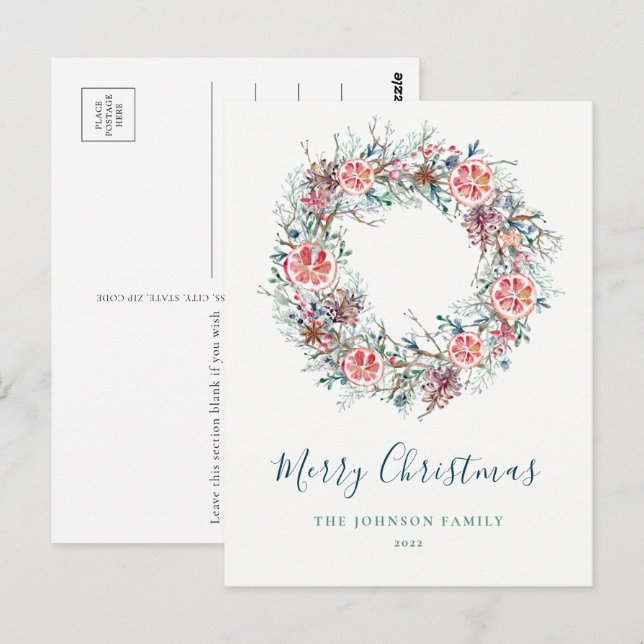 Budget Elegant Winter Greenery Christmas Postcard (Front/Back)