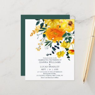 Budget Elegant Yellow Watercolor Floral Wedding
