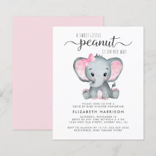 Budget Elephant Baby Girl Drive By Shower Invite