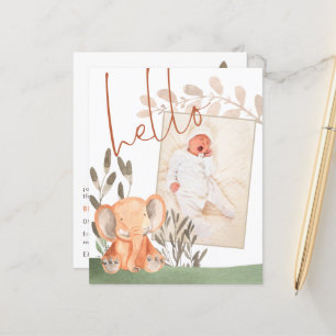 Budget Elephant Baby Photo Birth Announcement