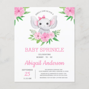 BUDGET Elephant Baby Sprinkle Floral Invitation