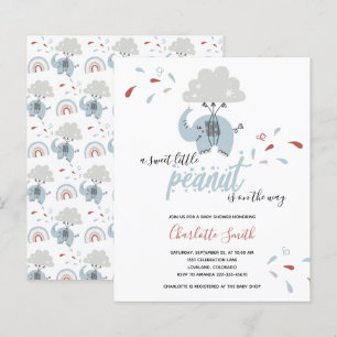 Budget Elephant Blue Boy's Baby Shower Invitation