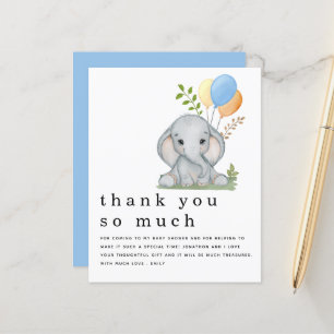 BUDGET Elephant Boy Baby Shower Blue Thank You