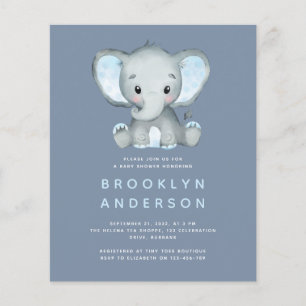 BUDGET Elephant Boy Baby Shower Invitation