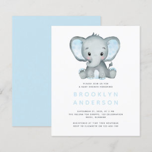 BUDGET Elephant Boy Baby Shower Invitation