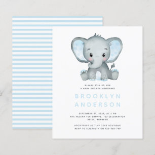 BUDGET Elephant Boy Baby Shower Invitation