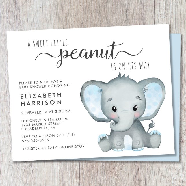 Budget Elephant Boy Baby Shower Invitation (Creator Uploaded)