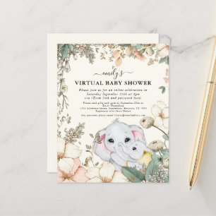 Budget Elephant Cream Virtual Baby Shower Invite