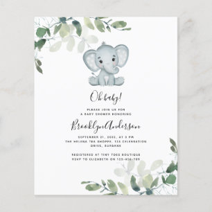 BUDGET Elephant Eucalyptus Baby Shower Invitation