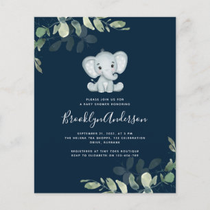 BUDGET Elephant Eucalyptus Baby Shower Invitation