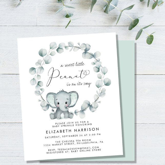Budget Elephant Eucalyptus Baby Sprinkle Invite (Creator Uploaded)