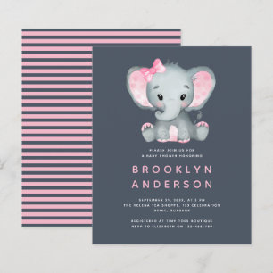 BUDGET Elephant Girl Baby Shower Invitation