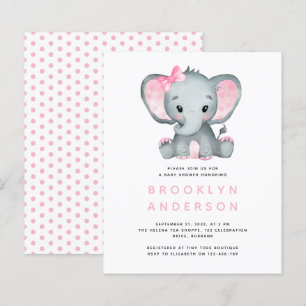 BUDGET Elephant Girl Baby Shower Invitation