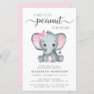 Budget Elephant Pink Baby Shower Invitation