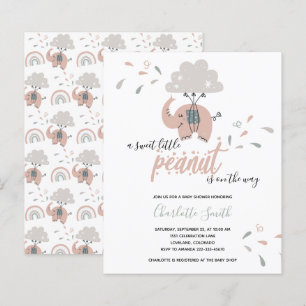 Budget Elephant Pink Girl's Baby Shower Invitation