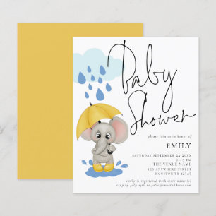 Budget Elephant Rain Baby Shower Invite
