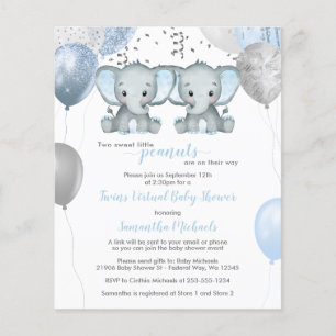 Budget Elephant Twin Boys Virtual Baby Shower