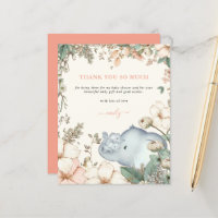 Budget Elephant Twins Coral Baby Shower Thank You