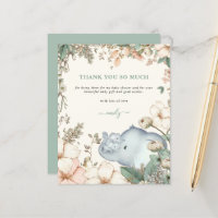 Budget Elephant Twins Sage Baby Shower Thank You