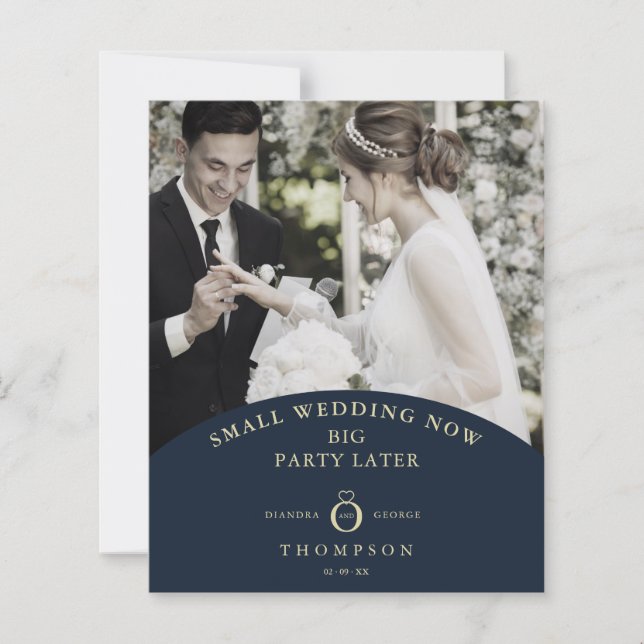 Budget Elopement Navy Elegant Golden Photo  (Front)