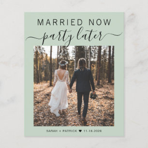 Budget Elopement Photo Sage Wedding Announcement