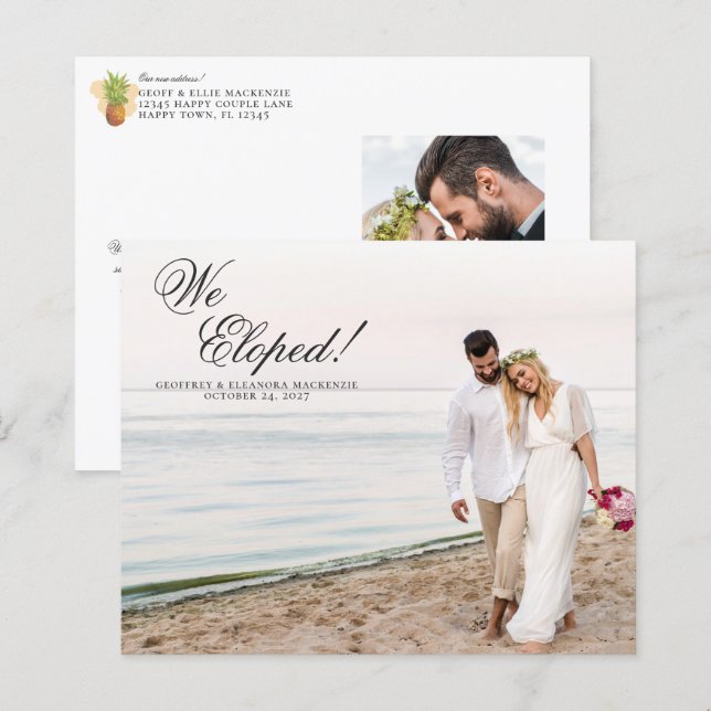 Budget Elopement Tropical Pineapple Wedding Photo (Front/Back)