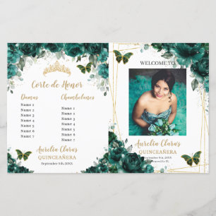 Budget Emerald Floral Quinceanera Photo Programs