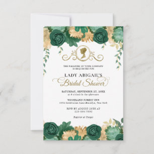 BUDGET Emerald Floral Victorian Bridal Shower Card