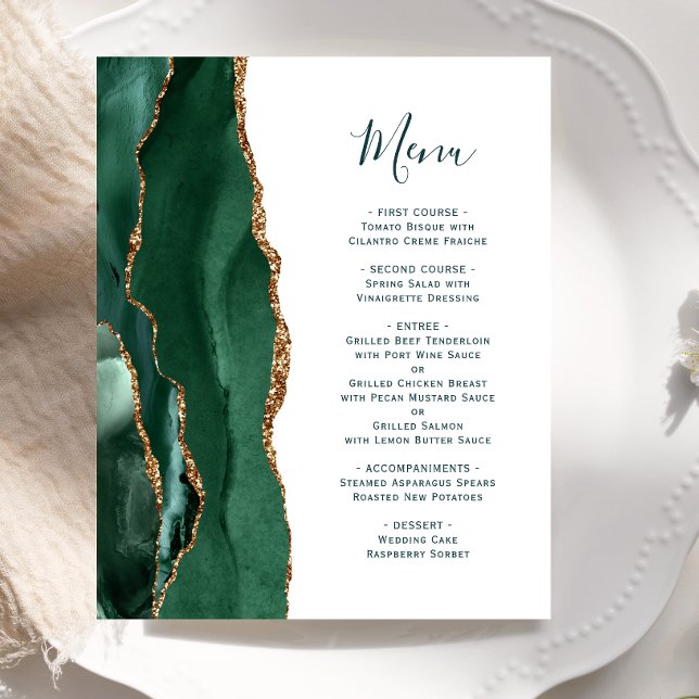 Budget Emerald Gold Agate Green Script Wedding (Creator Uploaded)