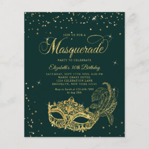 BUDGET Emerald Gold Glitter Masquerade Birthday