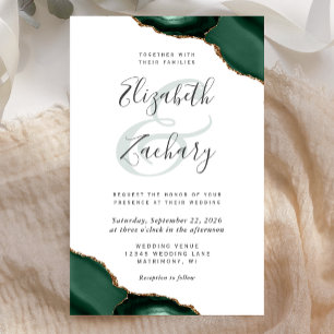 Budget Emerald Green Agate Corners Wedding Invite