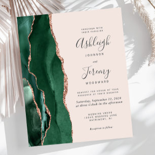 Budget Emerald Green Agate Rose Gold Blush Wedding