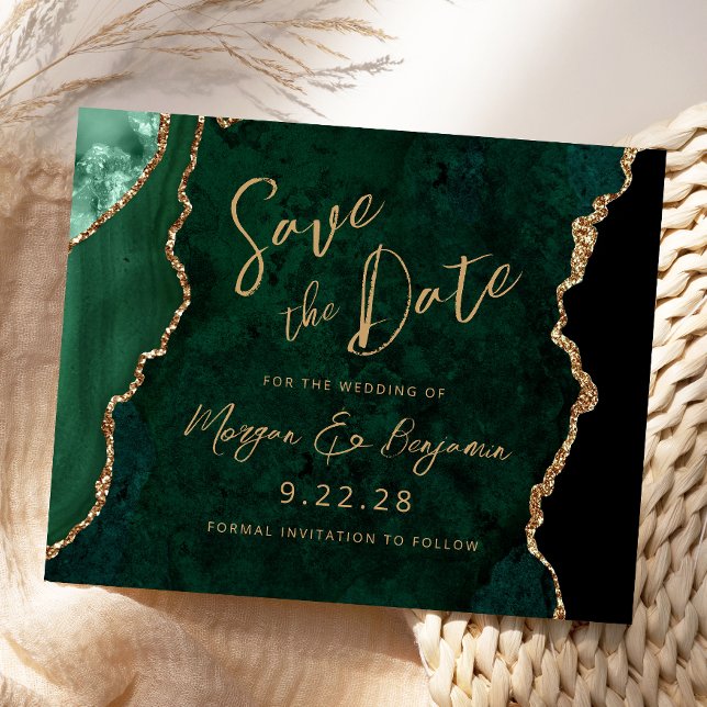 Budget Emerald Green Agate Wedding Save the Date (Creator Uploaded)