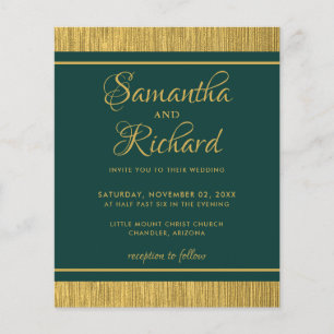 Budget Emerald Green And Gold Photo Wedding Invite