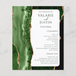 Budget Emerald Green Glitter Wedding Program