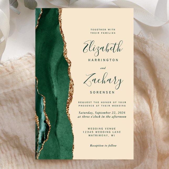 Budget Emerald Green Gold Agate Champagne Wedding (Creator Uploaded)