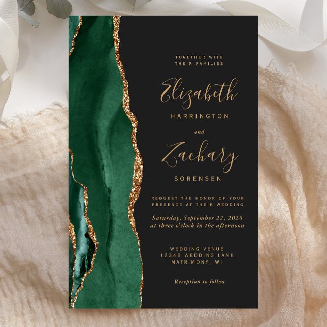 Budget Emerald Green Gold Agate Dark Wedding (Creator Uploaded)