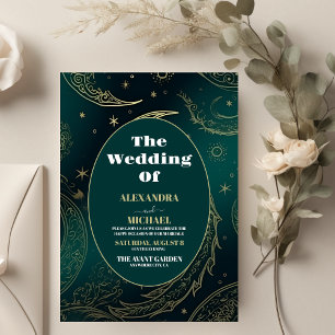 Budget Emerald Green Gold Celestial  Wedding
