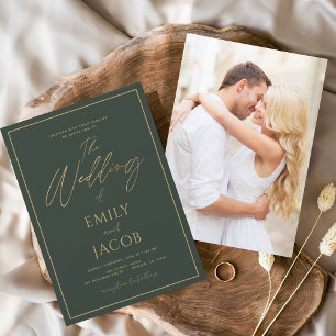 Budget Emerald Green Gold Wedding Photo 