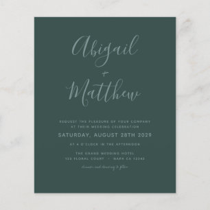 Budget Emerald Green Minimalist Wedding Invitation Flyer