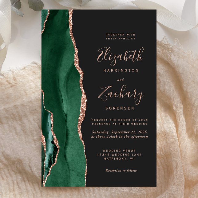 Budget Emerald Green Rose Gold Agate Dark Wedding (Creator Uploaded)