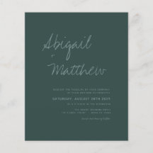 Budget Emerald Green Simple Wedding Invitation Fly