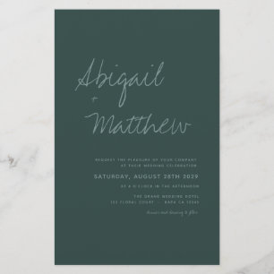 Budget Emerald Green Simple Wedding Invitation Flyer