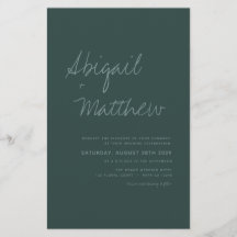 Budget Emerald Green Simple Wedding Invitation