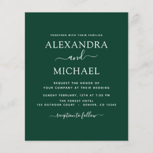 Budget Emerald Green Wedding Modern Typography