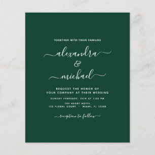 Budget Emerald Green Wedding Modern Typography