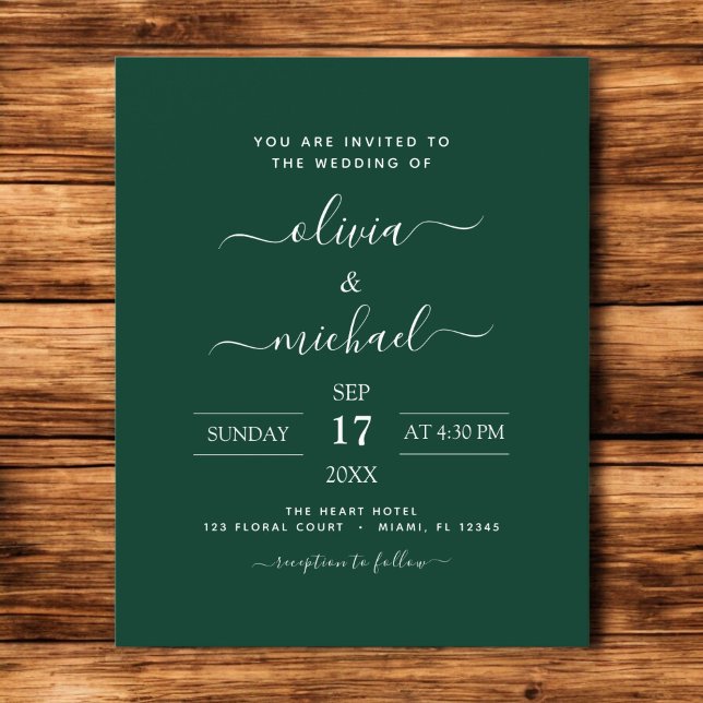 Budget Emerald Green Wedding Modern Typography (Creator Uploaded)