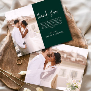 Budget Emerald Green Wedding Photo Thank You Cards
